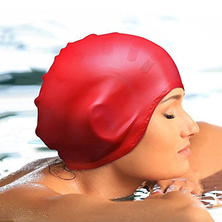 Silicone Ear Protection Waterproof Swimming Cap for Adults with Long Hair, Long Hair Swimming Cap(Black), Long Hair Swimming Cap(Blue), Long Hair Swimming Cap(Pink), Long Hair Swimming Cap(Silver), Long Hair Swimming Cap(Yellow)                        ...