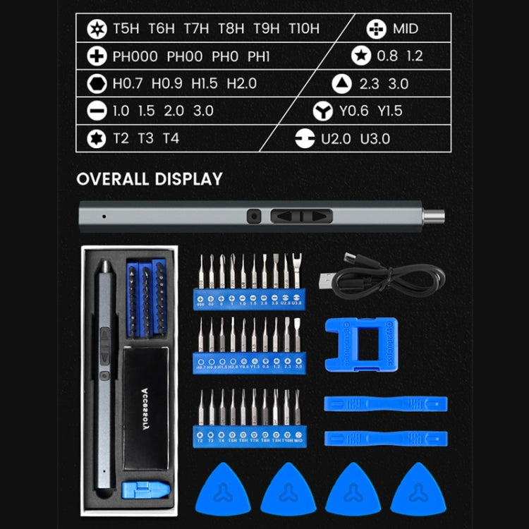 36 In 1 Rechargeable Mini Electric Screwdriver Set With 3LED Lighting, 36 In 1 Gray, 36 In 1 Blue, 36 In 1 Red – Magnetic, Non-slip