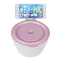 Wheat Fiber Instant Noodle Bowl Creative and Convenient Sealed Lunch Box with Mobile Phone Holder, Pink, Blue, Green Pink