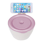 Wheat Fiber Instant Noodle Bowl Creative and Convenient Sealed Lunch Box with Mobile Phone Holder, Pink, Blue, Green Pink