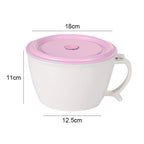 Wheat Fiber Instant Noodle Bowl Creative and Convenient Sealed Lunch Box with Mobile Phone Holder, Pink, Blue, Green