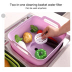 2 PCS Multifunctional Mobile Sink Kitchen Plastic Vegetable Washing Basket Fruit And Vegetable Storage Drain Basket, Pink, Purple, Green, Blue, White, Dark Gray, Dark Green