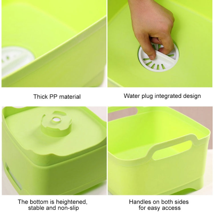 2 PCS Multifunctional Mobile Sink Kitchen Plastic Vegetable Washing Basket Fruit And Vegetable Storage Drain Basket, Pink, Purple, Green, Blue, White, Dark Gray, Dark Green – Non-slip