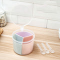 Household Kitchen Split Combined Fresh Box Three Grid Spice Box with Spoon, Round Round