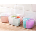 Household Kitchen Split Combined Fresh Box Three Grid Spice Box with Spoon, Round