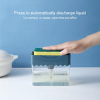 Cleaning Cloth Dishwashing Brush Liquid Box Kitchen Brush Detergent Mixer Press Plastic Soap Box, White, Dark Gray, Dark Blue