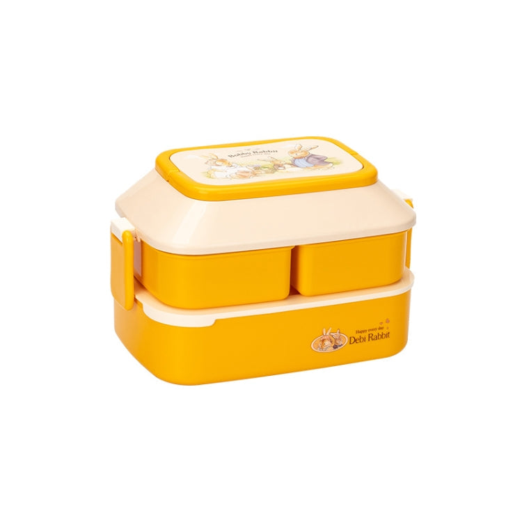 Cute Rabbit Double Layer Plastic Lunch Box Large Capacity Portable Lunch Box, Style:, Small Red, Small Yellow, Large Red, Large Green, Large Yellow – Durable Build, Easy to Use Small Yellow