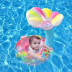Children Environmental Protection PVC Inflatable Sunshade Mushroom Shape Seat Swimming Ring, Mushroom(Blue), Mushroom(Pink)