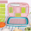 9 in 1 Folding Cutting Board Plastic Multi Function Household Cutting Board Kitchen Antibacterial Mildew Cutting Board Cutting Knife Set Hollow Pink