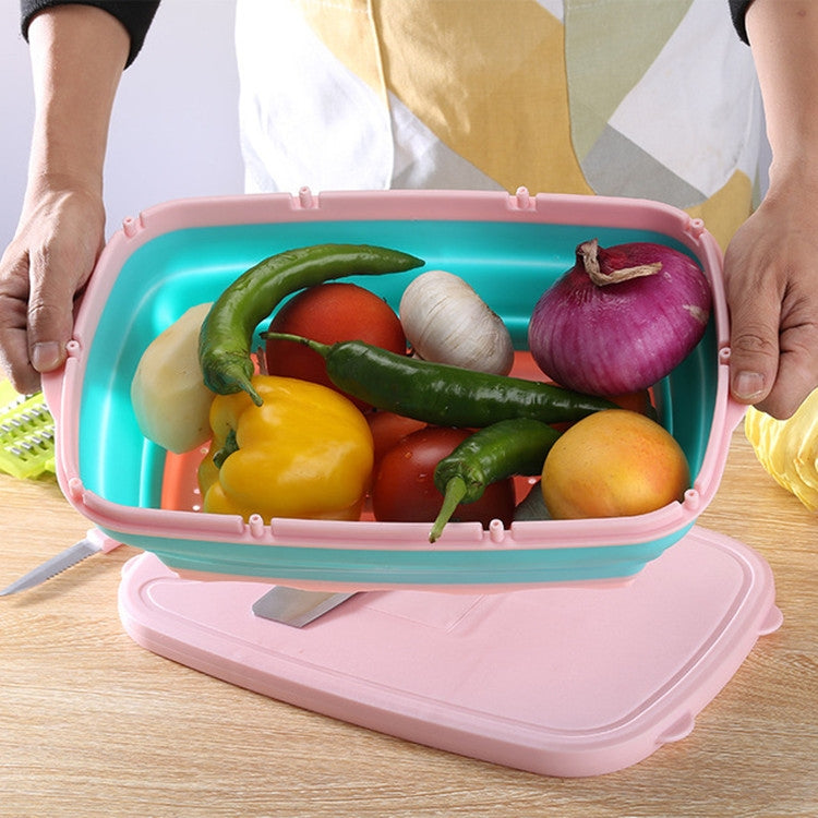 9 in 1 Folding Cutting Board Plastic Multi Function Household Cutting Board Kitchen Antibacterial Mildew Cutting Board Cutting Knife Set