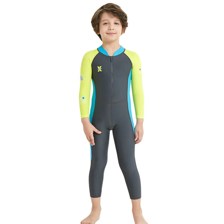 DIVE&SAIL Children Diving Suit Outdoor Long-sleeved One-piece Swimsuit Sunscreen Swimwear, S, M, L, XL, XXL S Boys Dark Gray