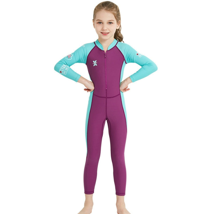 DIVE&SAIL Children Diving Suit Outdoor Long-sleeved One-piece Swimsuit Sunscreen Swimwear, S, M, L, XL, XXL – Durable Build, Easy to Use L Girls Rose Red