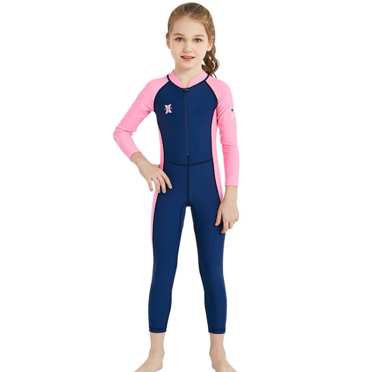 DIVE&SAIL Children Diving Suit Outdoor Long-sleeved One-piece Swimsuit Sunscreen Swimwear, S, M, L, XL, XXL – Durable Build, Easy to Use XXL Girls Dark Blue