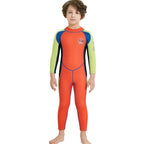DIVE&SAIL WS-18816 Children Diving Suit One-piece Long-sleeved Swimsuit Sunscreen Hot Spring Surfing Suit, S, M, L, XL, XXL S Orange Red Green Sleeves
