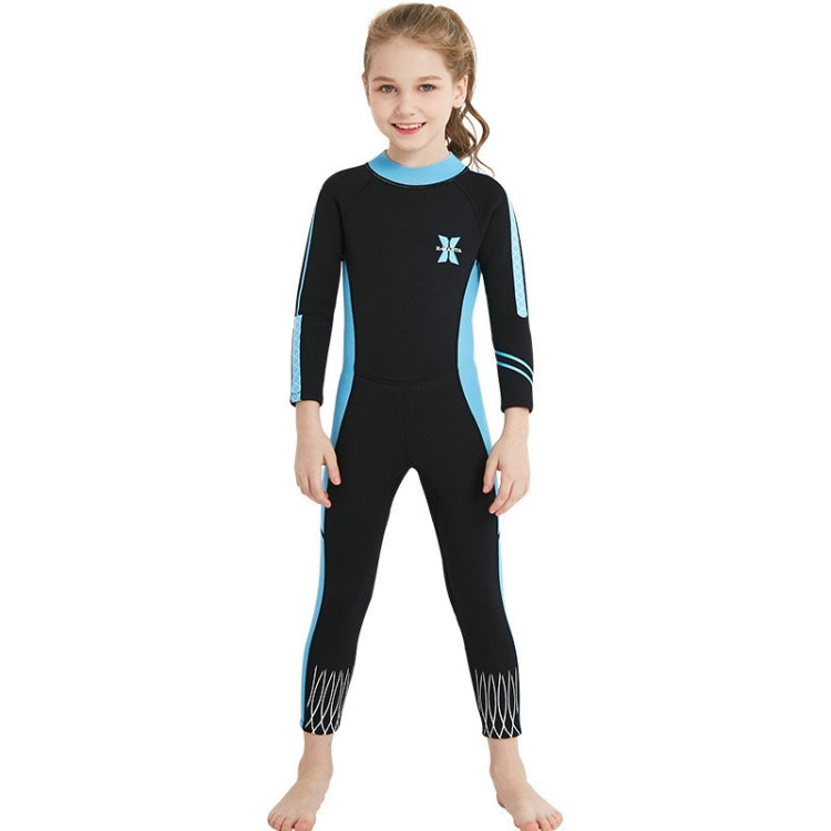 DIVE & SAIL 2.5mm Children Diving Suit One-piece Warm Snorkeling Suit Drifting Sunscreen Swimsuit, S, M, L, XL, XXL S Black Blue