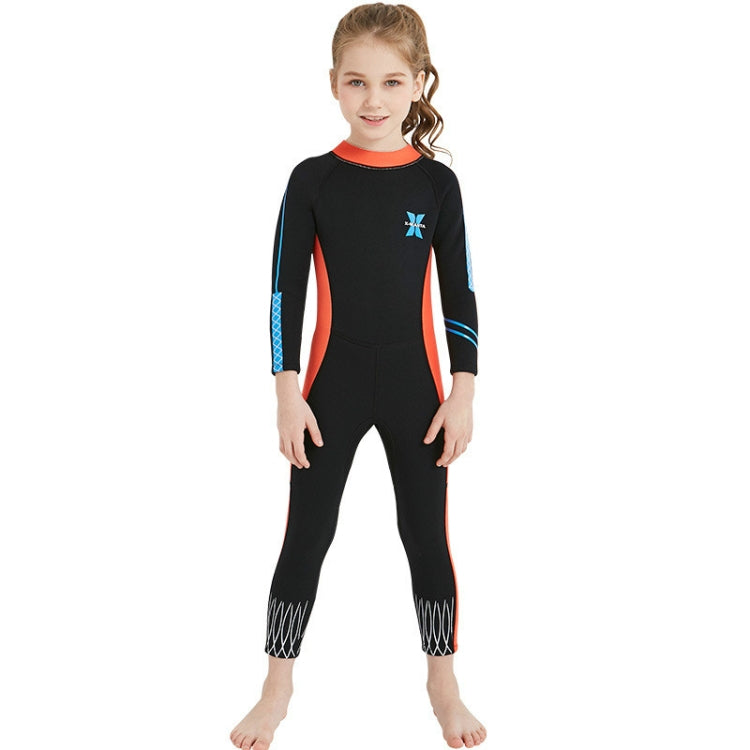 DIVE & SAIL 2.5mm Children Diving Suit One-piece Warm Snorkeling Suit Drifting Sunscreen Swimsuit, S, M, L, XL, XXL – Durable Build, Easy to Use XXL Black Orange