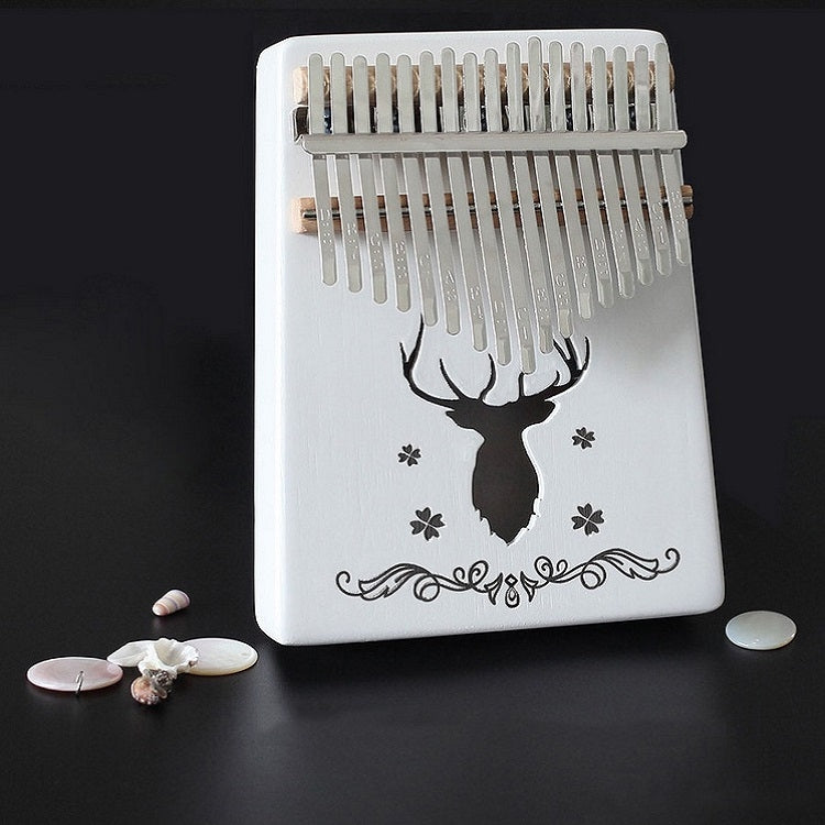 17-tone Kalimba Portable Thumb Piano, Mahogany-Classic Deer, Bamboo-Classic Deer, Mahogany-Sun God, Mahogany-Six-Pointed Star, Mahogany-Blue (Classic Deer), Spruce-Classic Deer, White-Classic Deer, Acacia-Classic Deer, Nan Bamboo-Sun God – Durable... White-Classic Deer