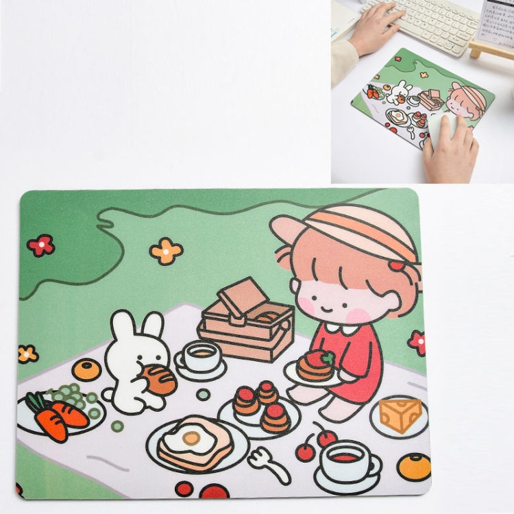 5 PCS Creative Cute Cartoon Rabbit Girl Mouse Pad Laptop Student Mouse Pad, Sofa, Hide and seek, Sleeping, Eating – Wear-resistant, Non-slip Eating