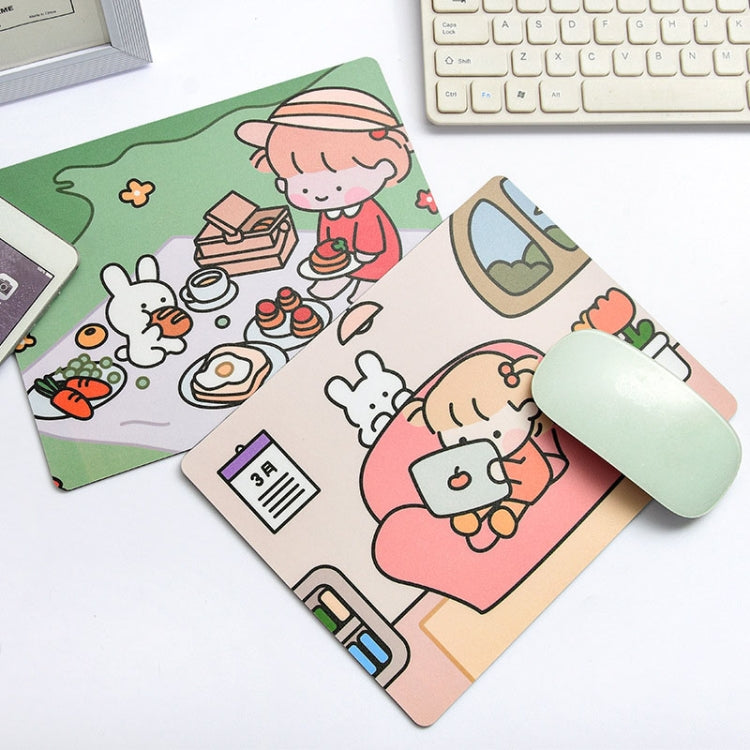 5 PCS Creative Cute Cartoon Rabbit Girl Mouse Pad Laptop Student Mouse Pad, Sofa, Hide and seek, Sleeping, Eating – Wear-resistant, Non-slip