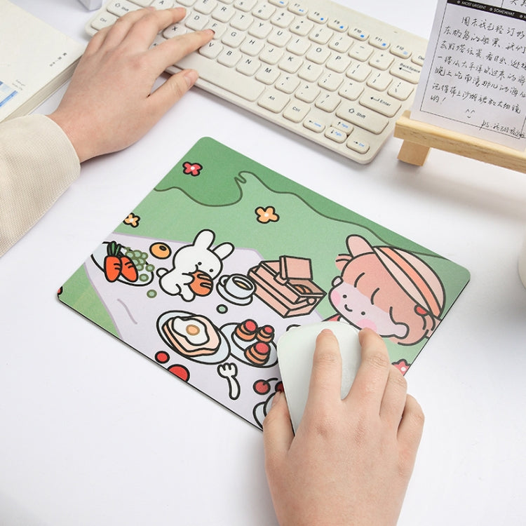 5 PCS Creative Cute Cartoon Rabbit Girl Mouse Pad Laptop Student Mouse Pad, Sofa, Hide and seek, Sleeping, Eating – Wear-resistant, Non-slip