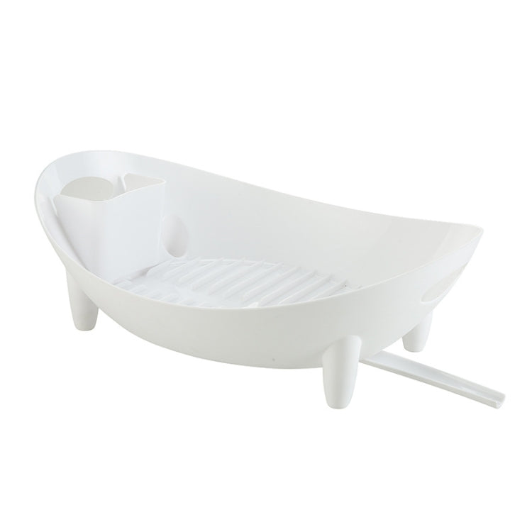 Tableware Storage Drain Dish Rack Multi-function Kitchen Utensil Rack, White, Gray White