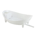 Tableware Storage Drain Dish Rack Multi-function Kitchen Utensil Rack, White, Gray White