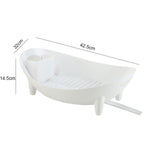 Tableware Storage Drain Dish Rack Multi-function Kitchen Utensil Rack, White, Gray