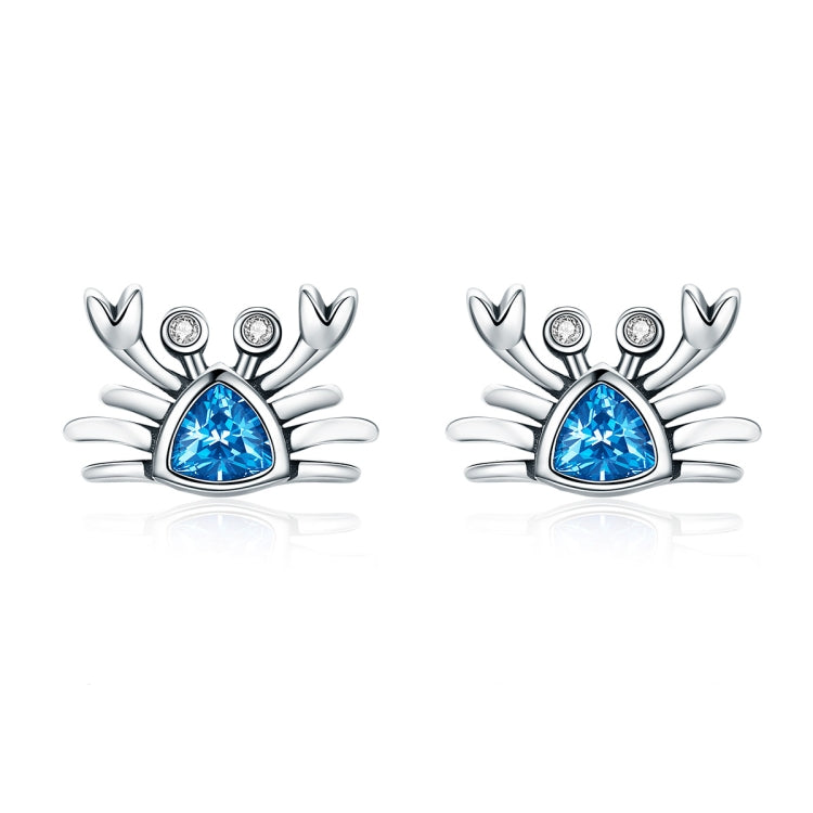 Little Crab S925 Sterling Silver Earrings with Gemstone Heart-shaped Earrings, SCE413 SCE413