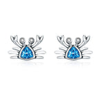 Little Crab S925 Sterling Silver Earrings with Gemstone Heart-shaped Earrings, SCE413 SCE413