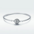 Exquisite Life S925 Sterling Silver Bangle Bracelet Inlaid with Gems, 17cm, 18cm, 19cm, 20cm 17cm