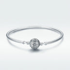 Exquisite Life S925 Sterling Silver Bangle Bracelet Inlaid with Gems, 17cm, 18cm, 19cm, 20cm 17cm
