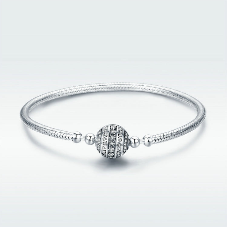 Exquisite Life S925 Sterling Silver Bangle Bracelet Inlaid with Gems, 17cm, 18cm, 19cm, 20cm 17cm