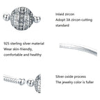 Exquisite Life S925 Sterling Silver Bangle Bracelet Inlaid with Gems, 17cm, 18cm, 19cm, 20cm
