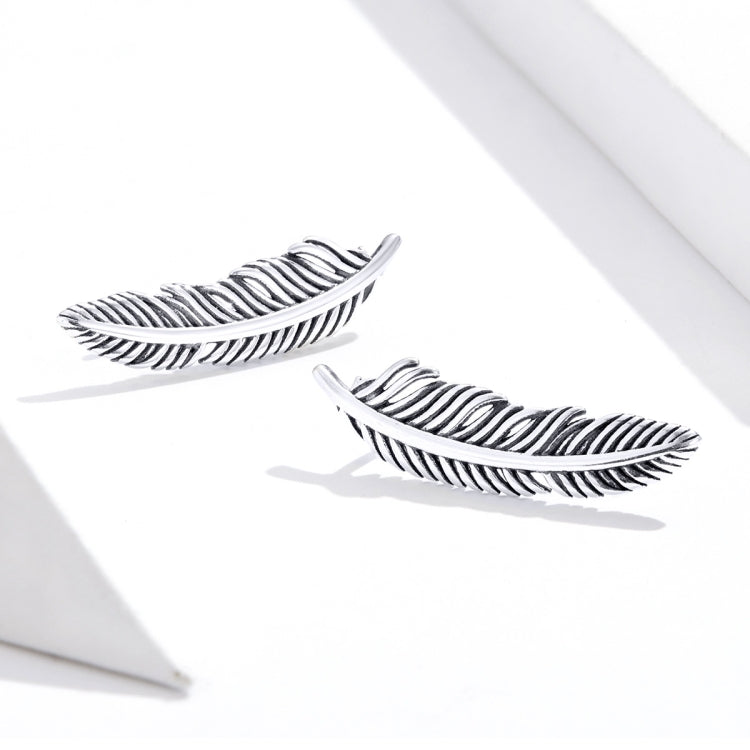 Retro Feather Earrings Sterling Silver Girls Earrings, SCE865 – Durable Build, Easy to Use