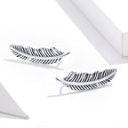 Retro Feather Earrings Sterling Silver Girls Earrings, SCE865 – Durable Build, Easy to Use