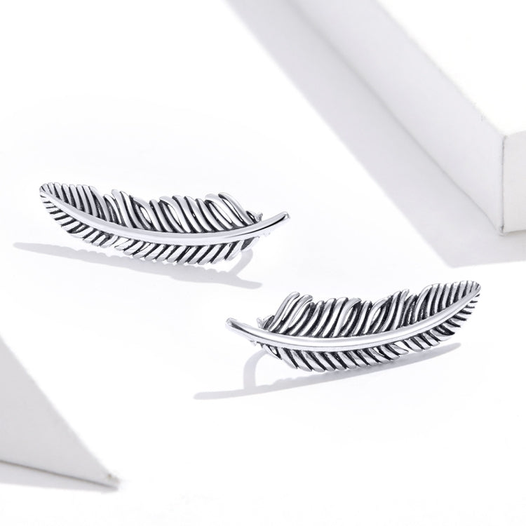 Retro Feather Earrings Sterling Silver Girls Earrings, SCE865 – Durable Build, Easy to Use