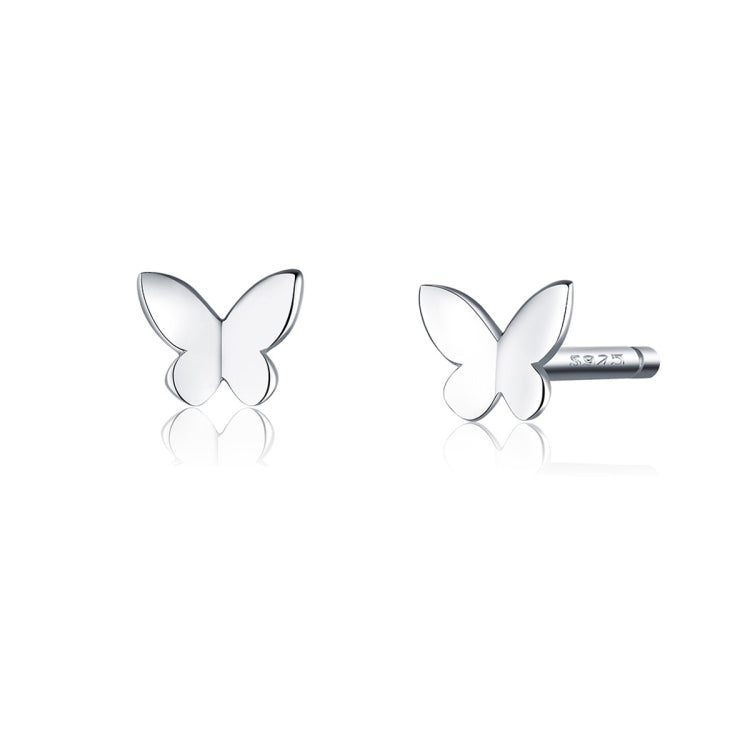 Sterling Silver Butterfly Earrings Fresh Simple and Compact Platinum-plated Girls Earrings, SCE775 SCE775