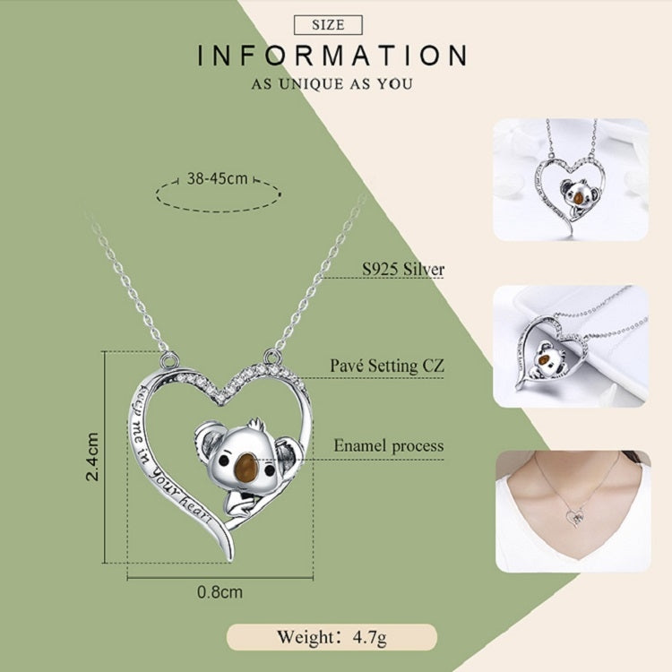 Cute Koala S925 Sterling Silver Lady Necklace, SCN256