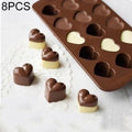 8 PCS Silicone Love Shape 15 Grid Cake Chocolate Ice Tray Mold, Love Shape(Brown) Love Shape(Brown)