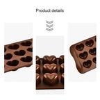 8 PCS Silicone Love Shape 15 Grid Cake Chocolate Ice Tray Mold, Love Shape(Brown)