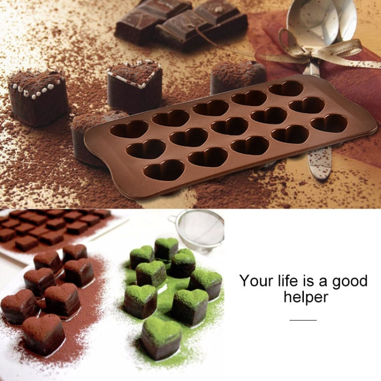 8 PCS Silicone Love Shape 15 Grid Cake Chocolate Ice Tray Mold, Love Shape(Brown)