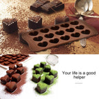 8 PCS Silicone Love Shape 15 Grid Cake Chocolate Ice Tray Mold, Love Shape(Brown)