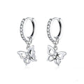 Butterfly S925 Sterling Silver Earrings Hollow Zircon Earrings, SCE833 SCE833
