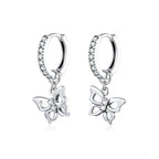Butterfly S925 Sterling Silver Earrings Hollow Zircon Earrings, SCE833 SCE833