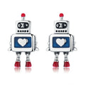 Robot S925 Sterling Silver Earrings Dripping Oil Hypoallergenic Earrings, SCE477 SCE477