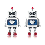 Robot S925 Sterling Silver Earrings Dripping Oil Hypoallergenic Earrings, SCE477 SCE477