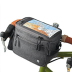 Rhinowalk Bicycle Front Handle Bag Camera Bag Waterproof 7.5 inch Large Touch Screen Navigation Mobile Phone Bag Bicycle Bag, Dark Gray, Carbon Fiber Black Green, Matt Full Black, Matt Black Green