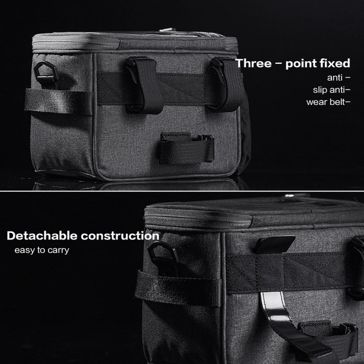 Rhinowalk Bicycle Front Handle Bag Camera Bag Waterproof 7.5 inch Large Touch Screen Navigation Mobile Phone Bag Bicycle Bag, Dark Gray, Carbon Fiber Black Green, Matt Full Black, Matt Black Green