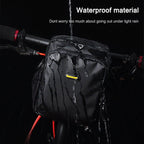 Rhinowalk Bicycle Front Bag Waterproof Handlebar Bag Folding Bike Front Bag Large Capacity Riding Bag, Matt Black, Carbon Fiber Pattern