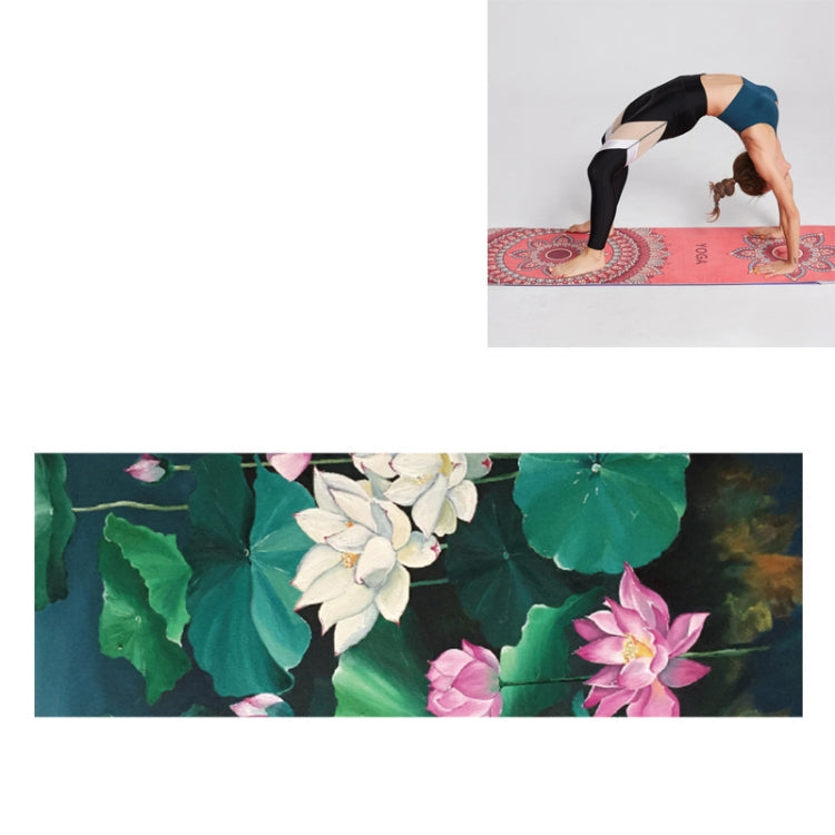 Portable Printed Non-slip Environmental Protection Yoga Mat Drape, Size: 185 x 63cm, Practitioner, Tibetan Green Lotus, Huilongqing, Mandolin, Green Lucky Elephant, Red Heart Lotus, Saint Golden Wolf, Sacred Heart Lotus, Century Lotus, Powder Bit... Misty Lotus